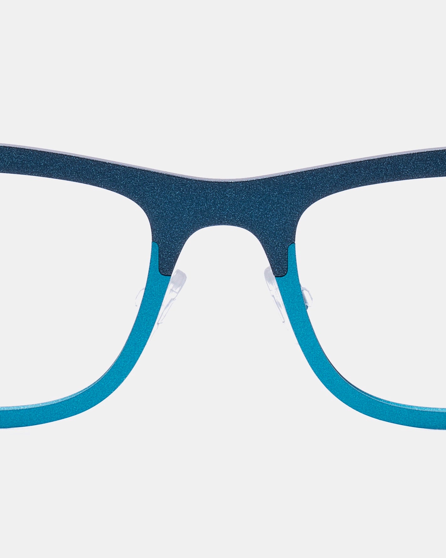 blue metal rectangle eyeglasses by Theo model mille+54, front view, lunettes de vue rectangle couleur Bleu