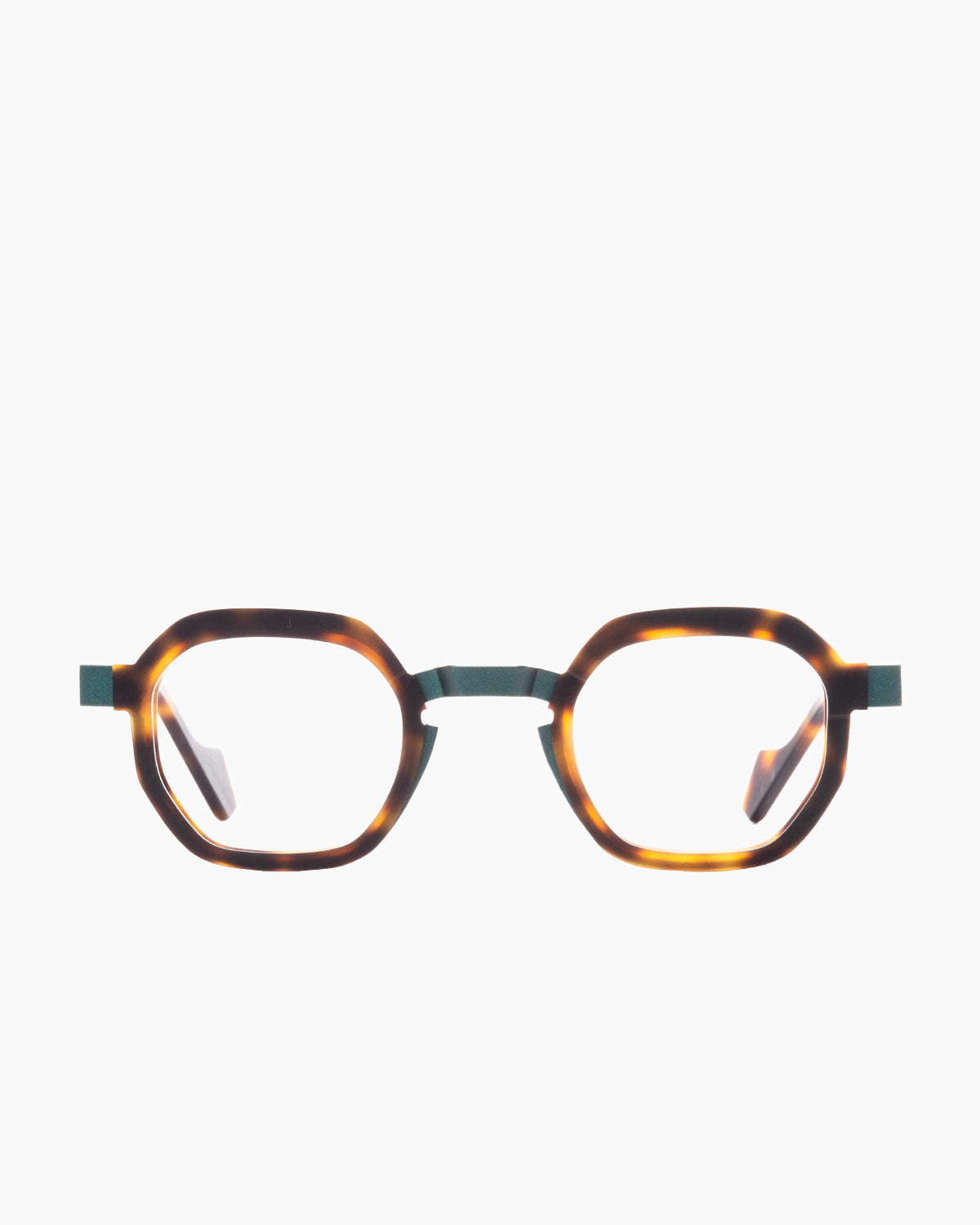 tortoise metal hexagon eyeglasses by Anne et Valentin model ORNETTE, front view, lunettes de vue hexagone couleur écaille de tortue