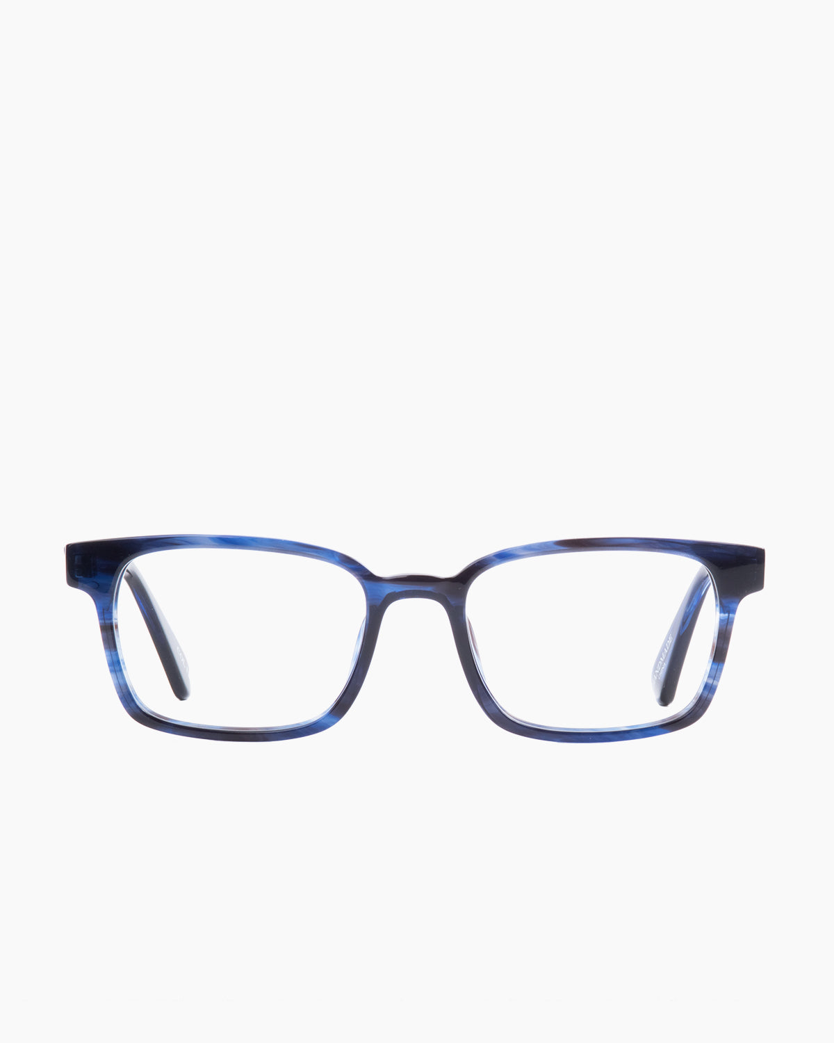 blue plastic rectangle eyeglasses by Evolve model Davis, front view, lunettes de vue rectangle couleur Bleu