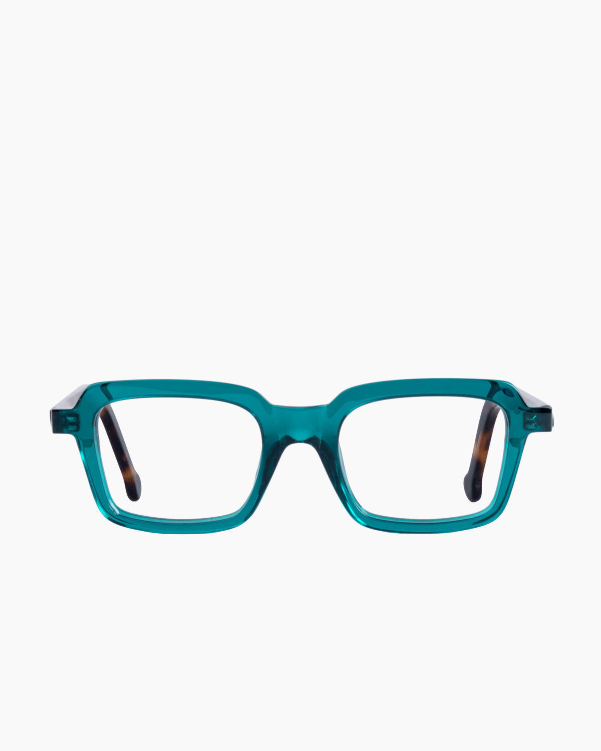 green plastic rectangle eyeglasses by Marie-Sophie Dion model Duval, front view, lunettes de vue rectangle couleur Vert