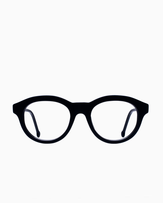 black plastic oval eyeglasses by Marie-Sophie Dion model Claus, front view, lunettes de vue ovale couleur Noir