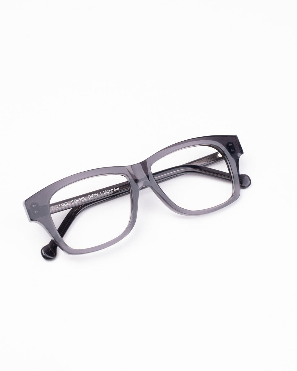 grey plastic rectangle eyeglasses by Marie-Sophie Dion model Dusablon4.0, front view, lunettes de vue rectangle couleur Gris