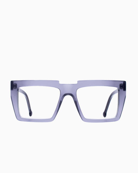 grey plastic rectangle by Marie-Sophie Dion model Bolduc, front view, lunettes de vue rectangle couleur Gris