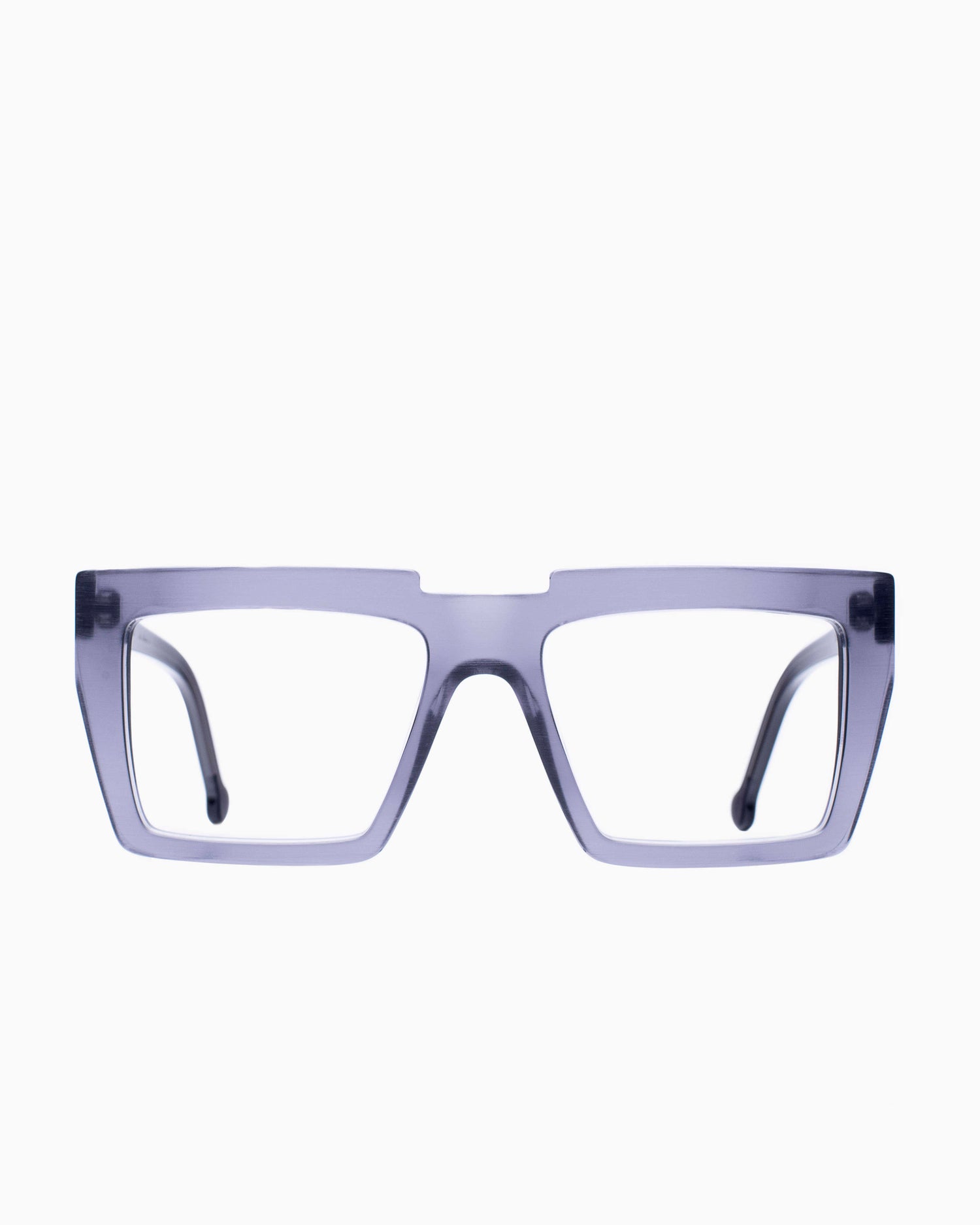 grey plastic rectangle  by Marie-Sophie Dion model Bolduc, front view, lunettes de vue rectangle couleur Gris