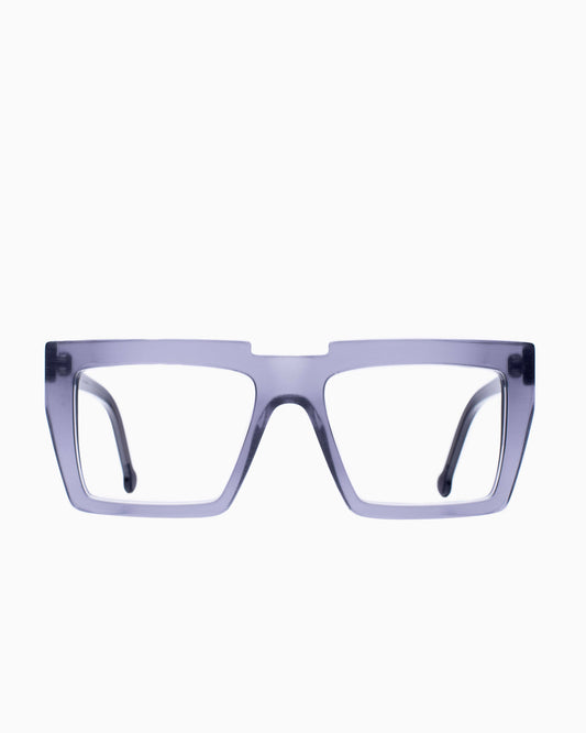 grey plastic rectangle  by Marie-Sophie Dion model Bolduc, front view, lunettes de vue rectangle couleur Gris