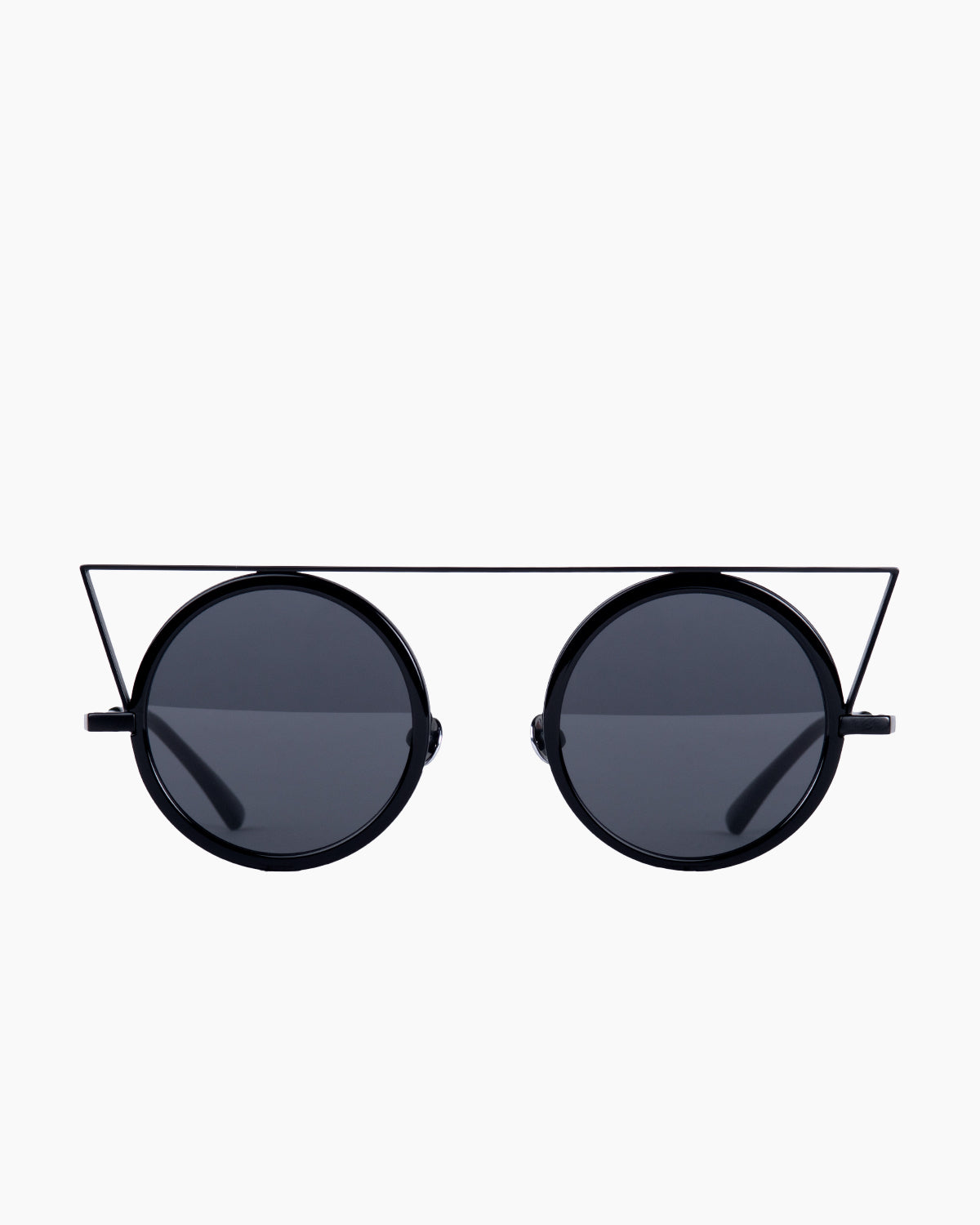 black metal round  sunglassesby Gamine model QuadrilateroS, front view, lunettes de vue rond couleur Noir