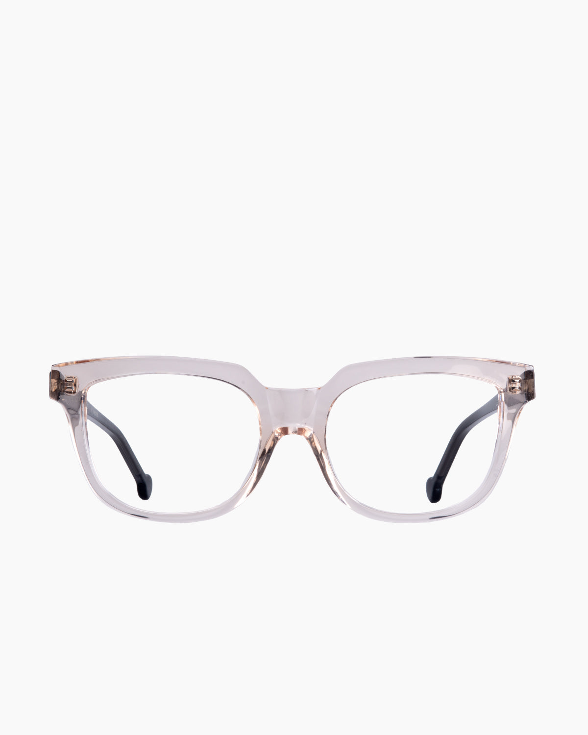 pink, beige plastic butterfly eyeglasses by Marie-Sophie Dion model Lachapelle, front view, lunettes de vue papillon couleur rose, beige