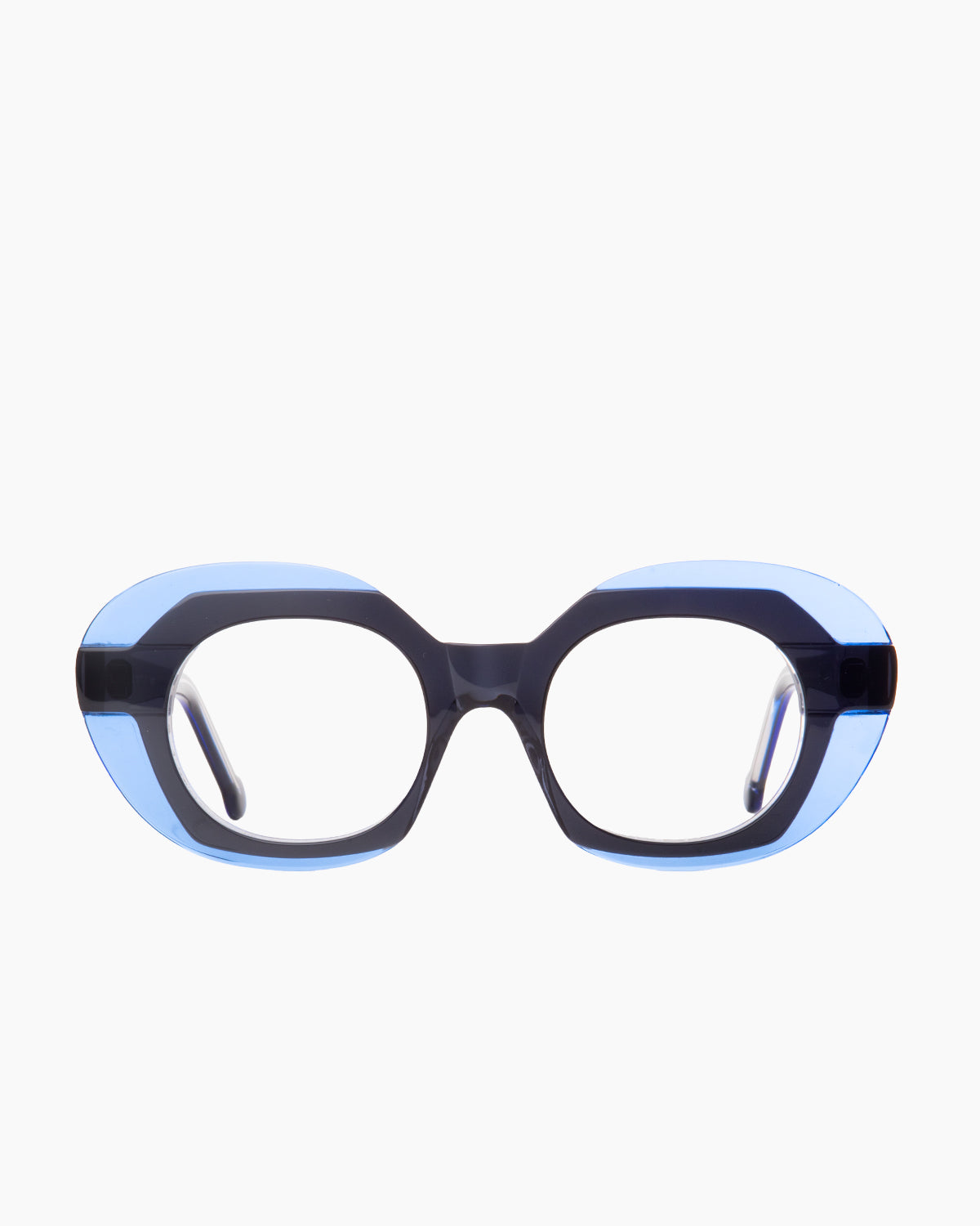 blue plastic oval eyeglasses by Marie-Sophie Dion model Diamond, front view, lunettes de vue ovale couleur bleu