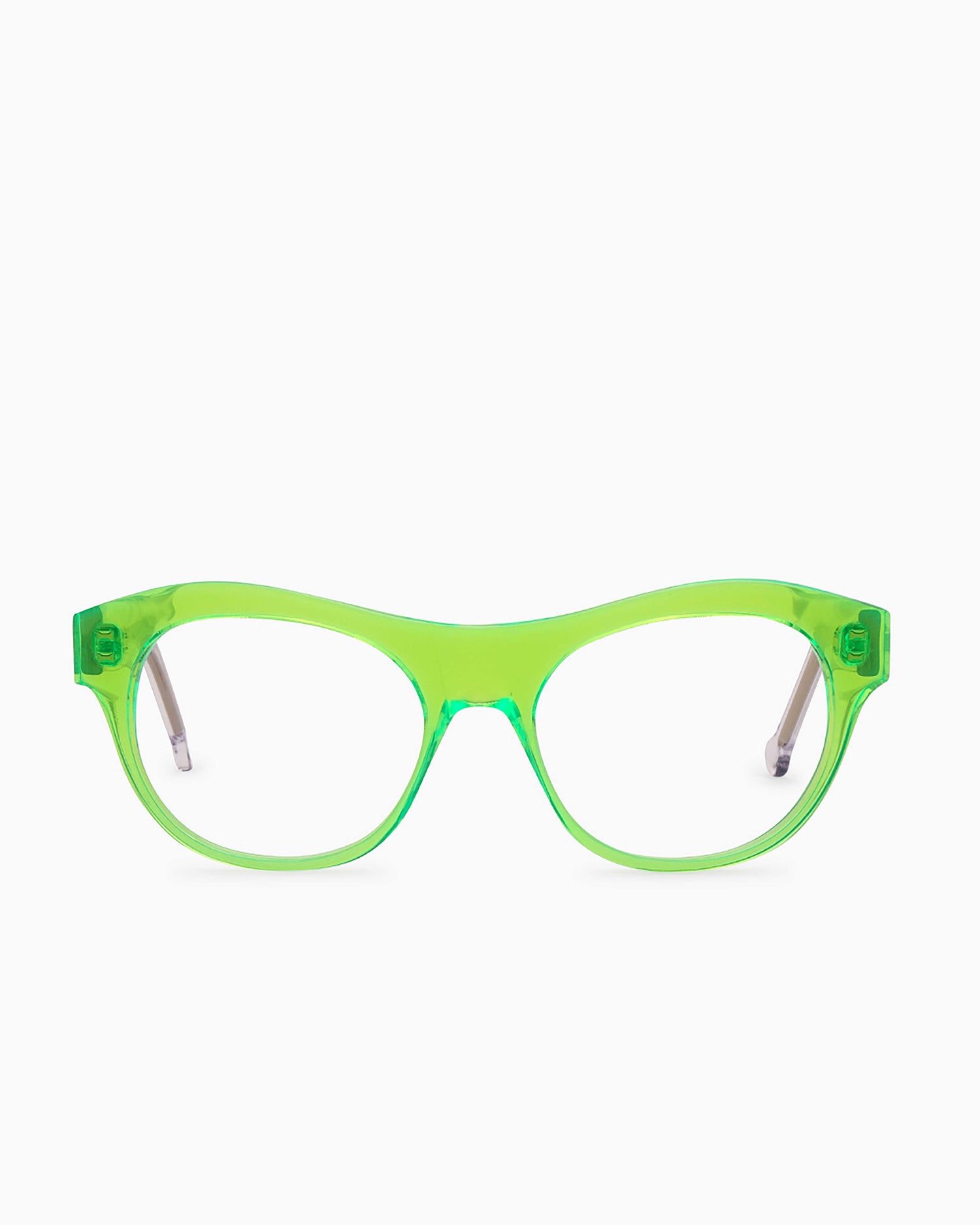 lime plastic oval eyeglasses by Marie-Sophie Dion model Millard, front view, lunettes de vue ovale couleur Lime