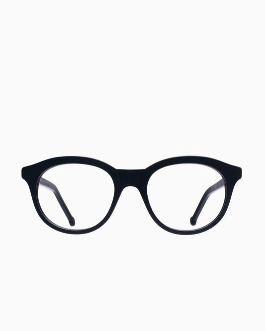 black plastic oval eyeglasses by Marie-Sophie Dion model Viel, front view, lunettes de vue ovale couleur Noir