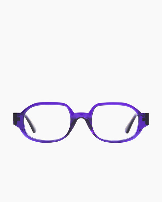 purple plastic oval eyeglasses by Gamine model LittleHavana kids, front view, lunettes de vue ovale couleur violet