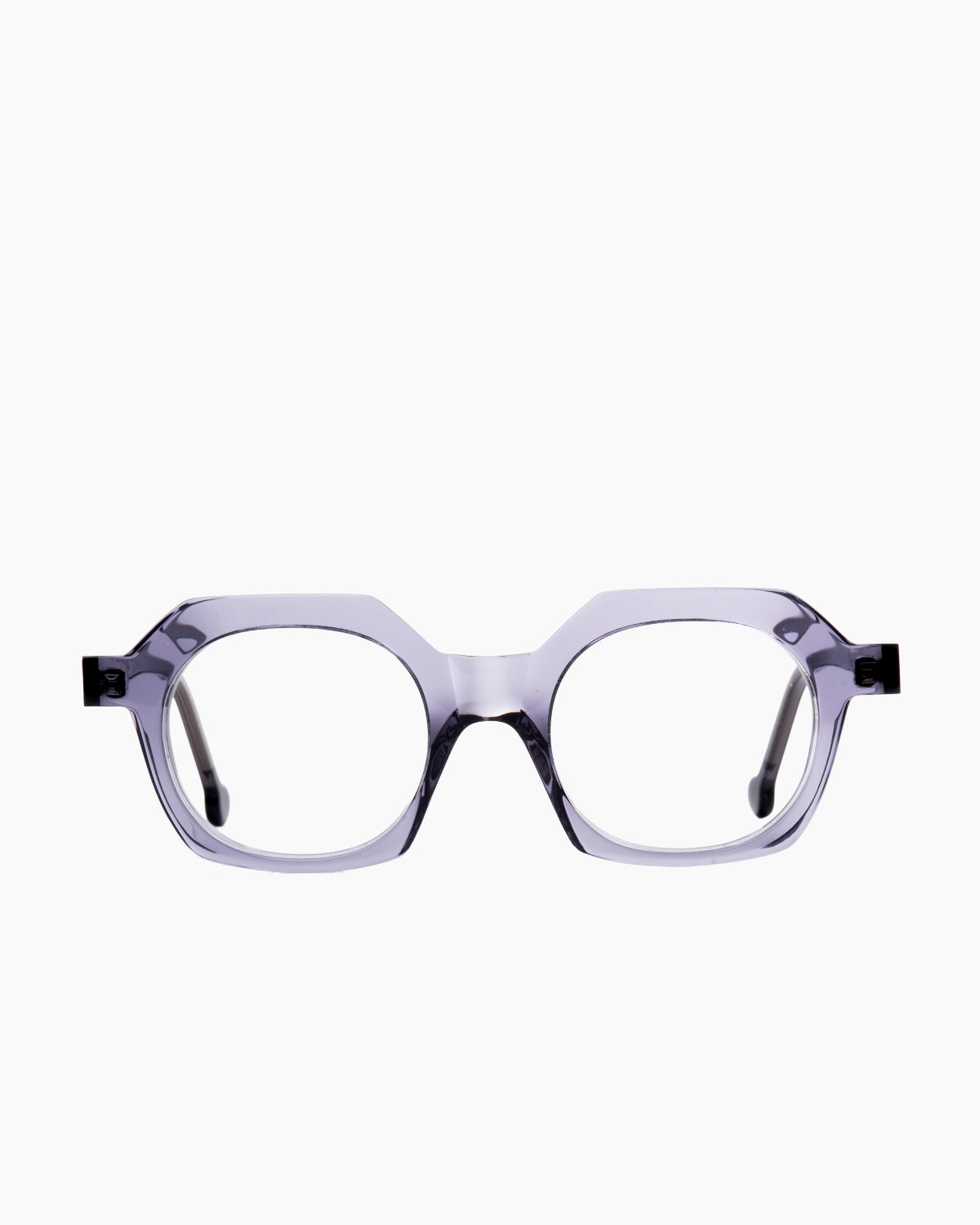 grey plastic round eyeglasses by Marie-Sophie Dion model Beaudoin, front view, lunettes de vue rond couleur gris