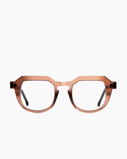 brown plastic round eyeglasses by Marie-Sophie Dion model Galviston, front view, lunettes de vue rond couleur brun