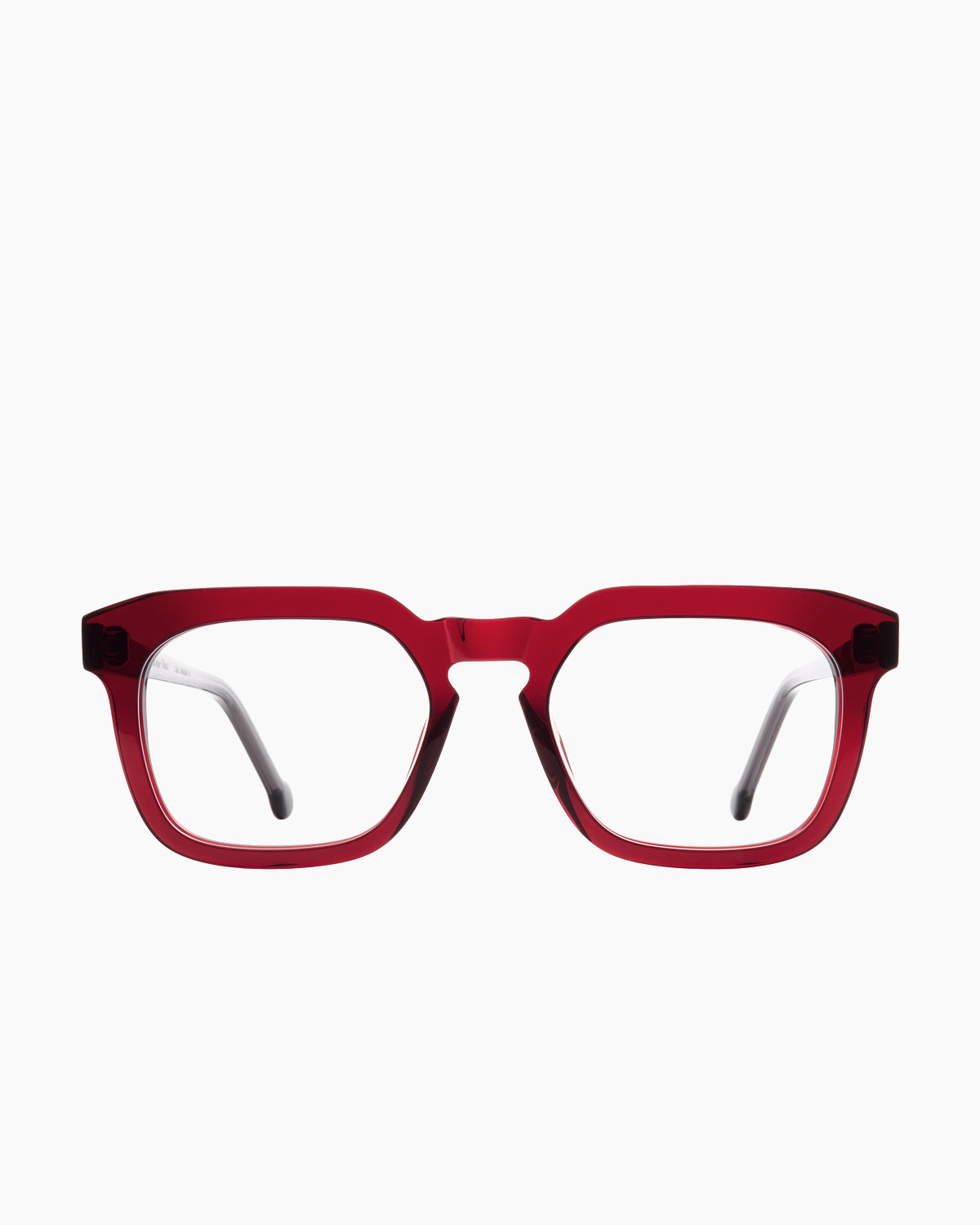 burgundy plastic rectangle eyeglasses by Marie-Sophie Dion model etchevery, front view, lunettes de vue rectangle couleur bourgogne