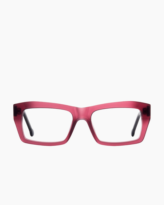 purple plastic rectangle eyeglasses by Marie-Sophie Dion model Zakaib, front view, lunettes de vue rectangle couleur violet