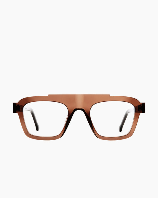 brown plastic rectangle eyeglasses by Marie-Sophie Dion model Nedelcup, front view, lunettes de vue rectangle couleur brun