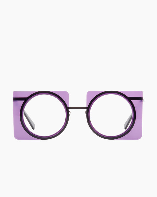 purple metal rectangle eyeglasses by Gamine model Novi sodermalm, front view, lunettes de vue rectangle couleur violet