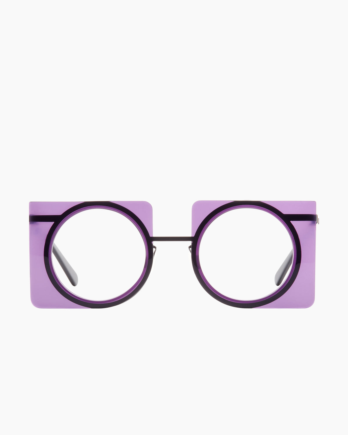 purple metal rectangle eyeglasses by Gamine model Novi sodermalm, front view, lunettes de vue rectangle couleur violet