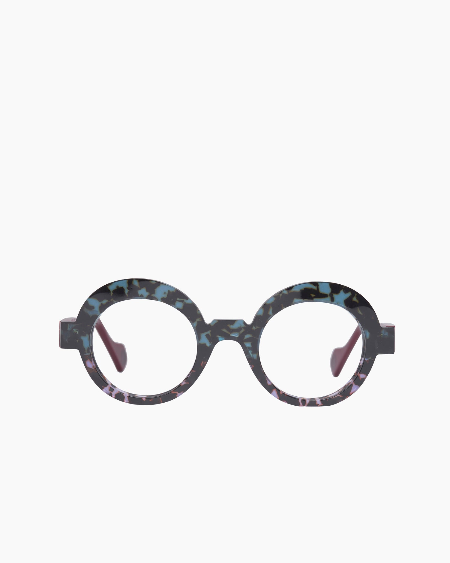 green plastic round eyeglasses by Anne et Valentin model BROADWAY, front view, lunettes de vue rond couleur vert