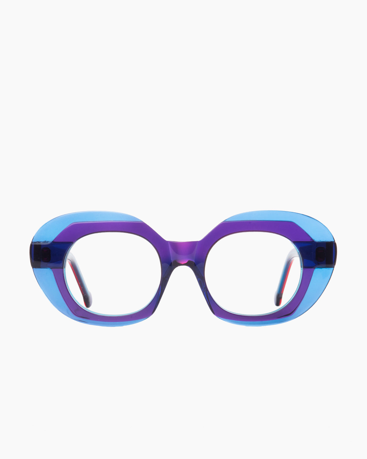 purple plastic oval eyeglasses by Marie-Sophie Dion model Diamond, front view, lunettes de vue ovale couleur violet