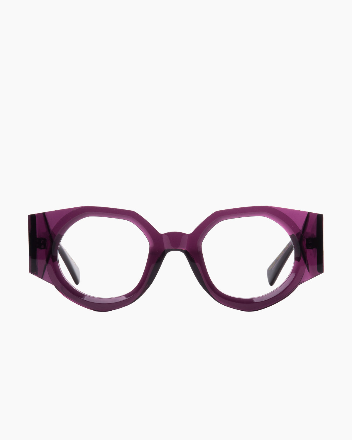 purple plastic round eyeglasses by Gamine model Wynwood, front view, lunettes de vue rond couleur violet