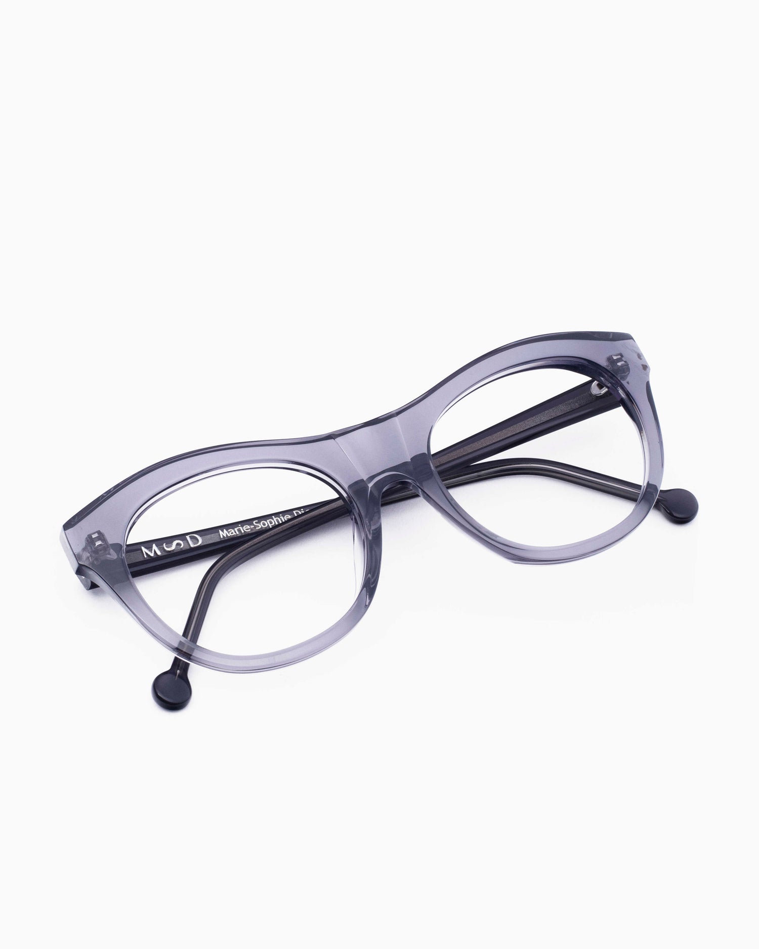 grey plastic oval eyeglasses by Marie-Sophie Dion model Millard, front view, lunettes de vue ovale couleur Gris