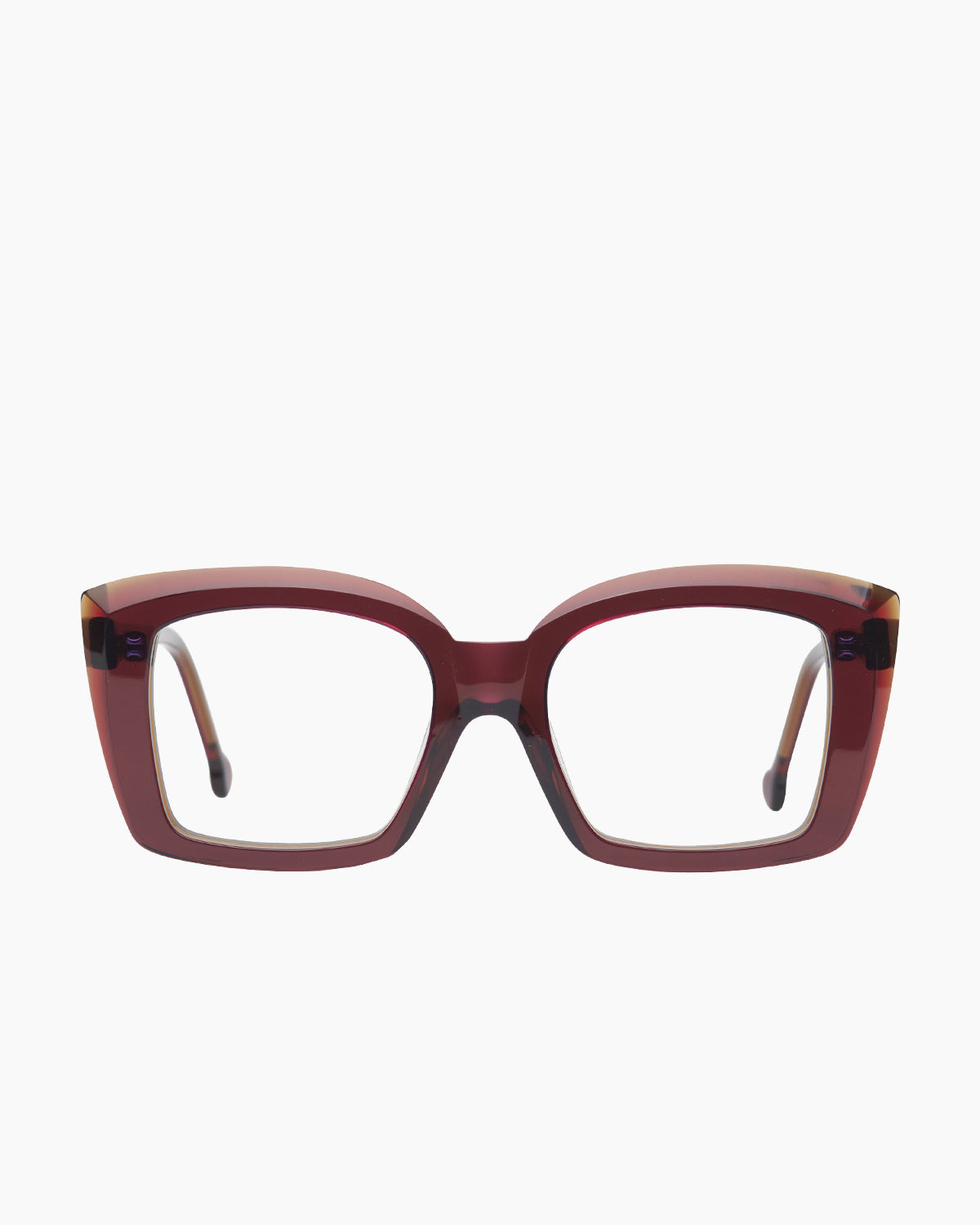 brown plastic butterfly eyeglasses by Marie-Sophie Dion model Gauvin, front view, lunettes de vue papillon couleur brun