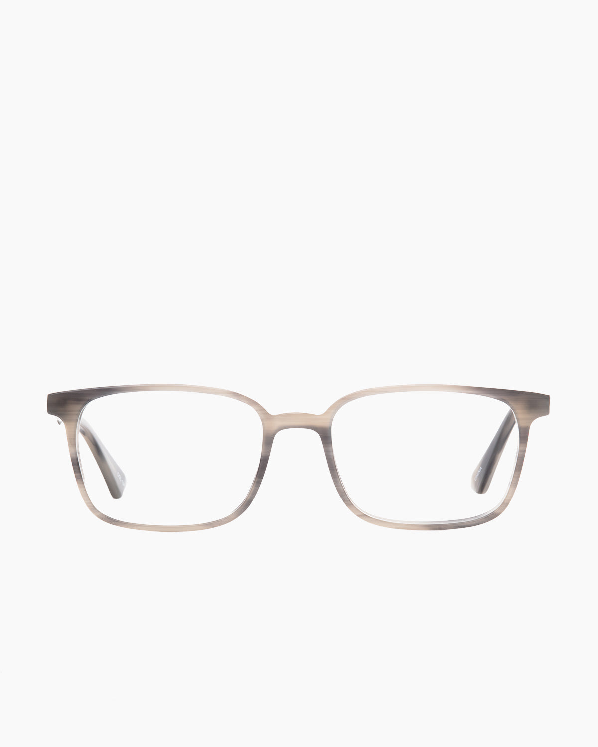 grey plastic rectangle eyeglasses by Evolve model Benton, front view, lunettes de vue rectangle couleur gris