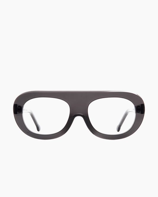 grey plastic aviator eyeglasses by Marie-Sophie Dion model Brunelle, front view, lunettes de vue aviateur couleur gris