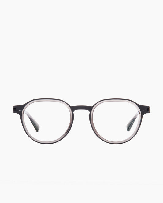 grey metal oval eyeglasses by Mykita model Caven, front view, lunettes de vue ovale couleur gris