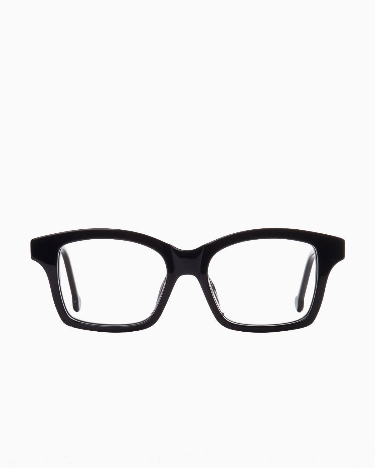black plastic butterfly eyeglasses by Marie-Sophie Dion model Giguere, front view, lunettes de vue papillon couleur noir