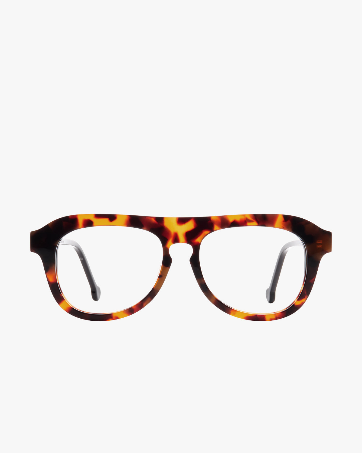 tortoise plastic aviator eyeglasses by Marie-Sophie Dion model Lomas, front view, lunettes de vue aviateur couleur écaille de tortue