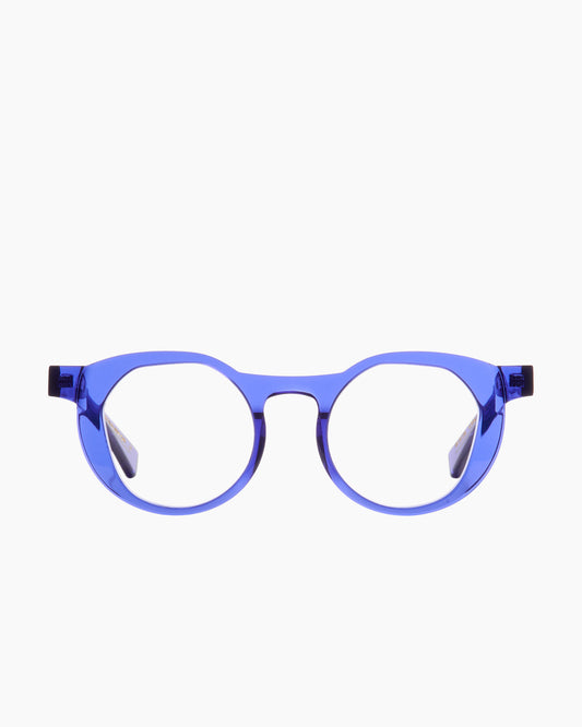 purple metal round eyeglasses by Gamine model savamala kids, front view, lunettes de vue rond couleur violet