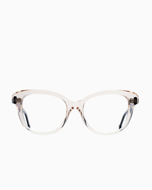 pink, beige plastic butterfly eyeglasses by Marie-Sophie Dion model Lamy, front view, lunettes de vue papillon couleur rose, beige