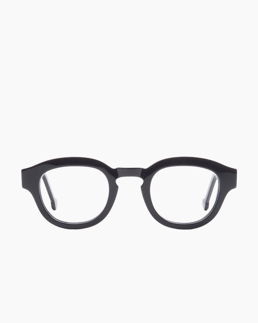black plastic oval eyeglasses by Marie-Sophie Dion model Scotti , front view, lunettes de vue ovale couleur Noir