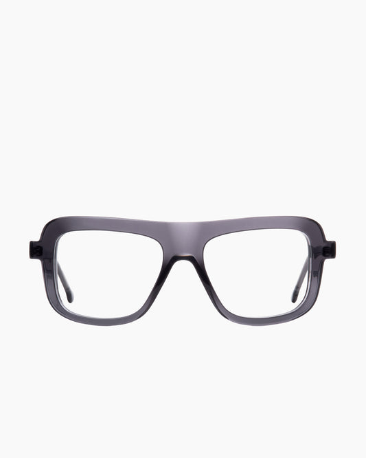 grey plastic aviator eyeglasses by Marie-Sophie Dion model Serge, front view, lunettes de vue aviateur couleur gris