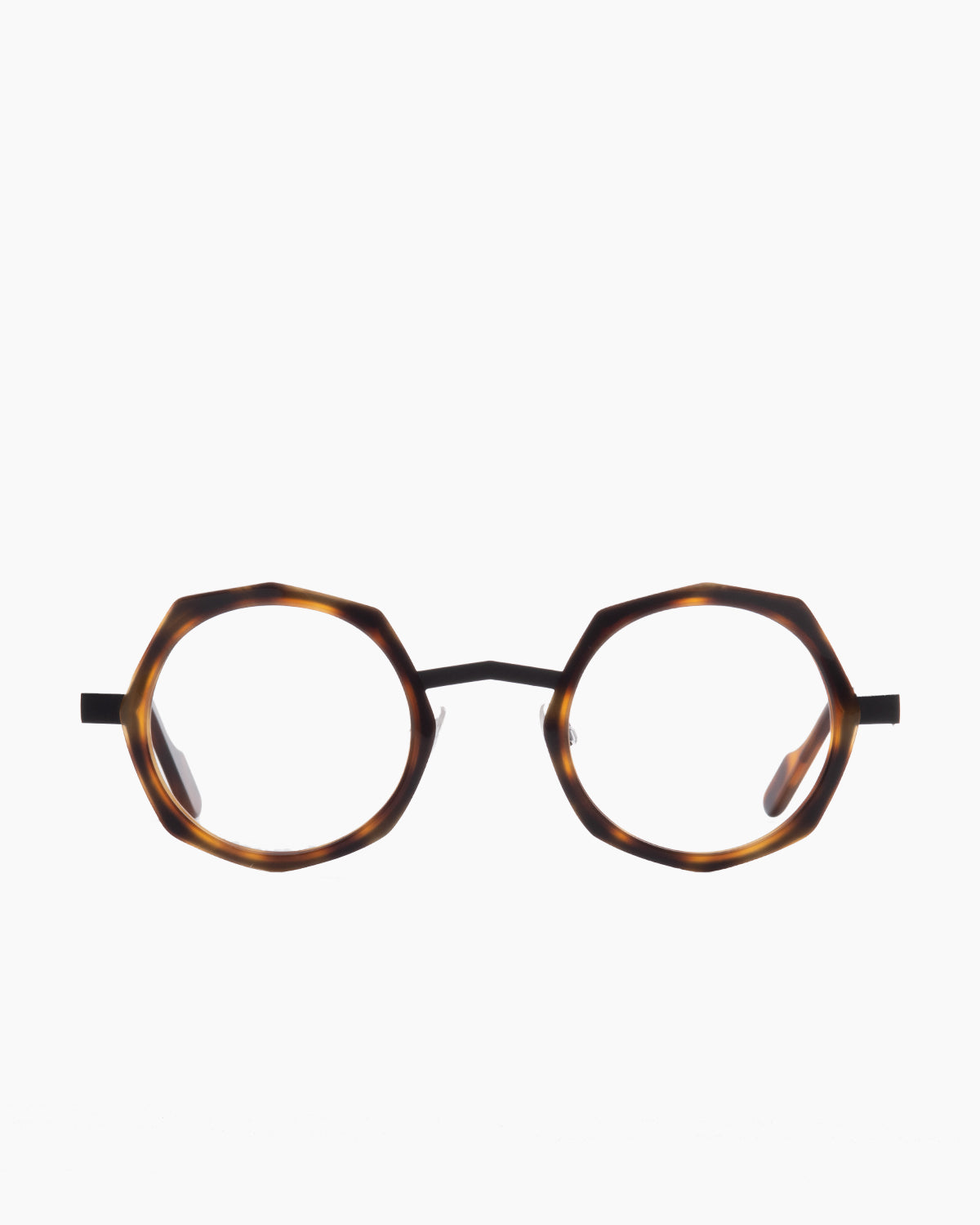 tortoise metal octogon eyeglasses by Anne et Valentin model Flamingo, front view, lunettes de vue octogone couleur Écaille de tortue