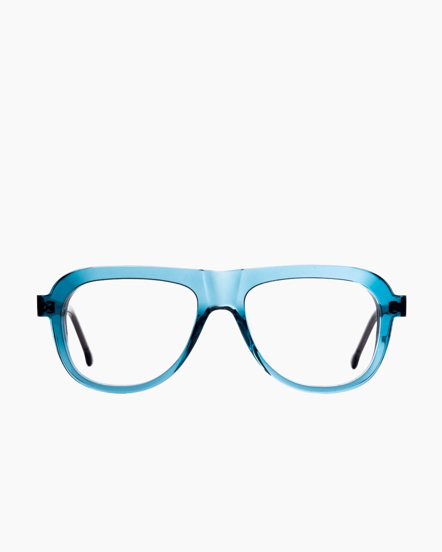 blue plastic aviator eyeglasses by Marie-Sophie Dion model Rodrigue, front view, lunettes de vue aviateur couleur bleu