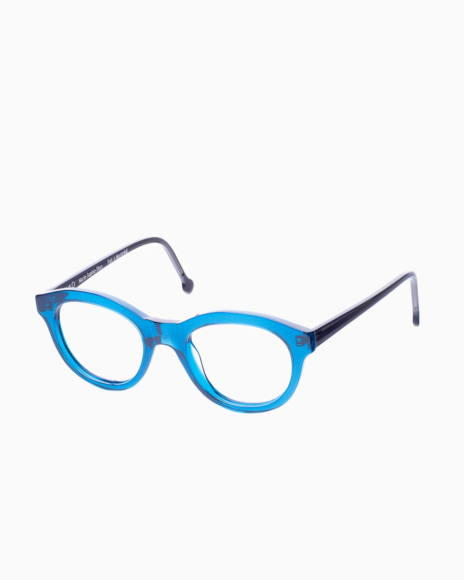 blue plastic oval eyeglasses by Marie-Sophie Dion model Claus, front view, lunettes de vue ovale couleur Bleu