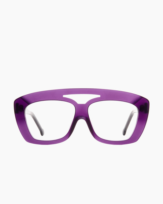 purple plastic aviator eyeglasses by Marie-Sophie Dion model Nelsonp, front view, lunettes de vue aviateur couleur violet