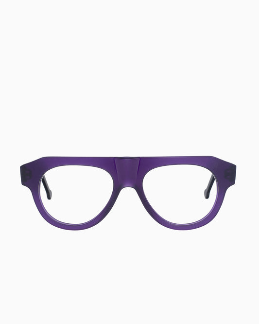 purple plastic aviator eyeglasses by Marie-Sophie Dion model McNally, front view, lunettes de vue aviateur couleur violet