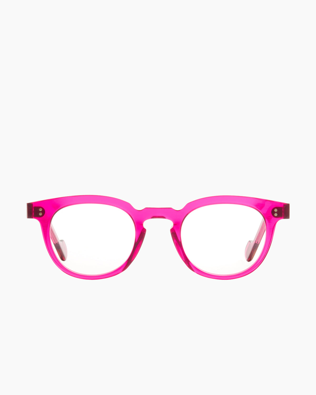 pink plastic oval eyeglasses by Anne et Valentin model Dryden2, front view, lunettes de vue ovale couleur rose