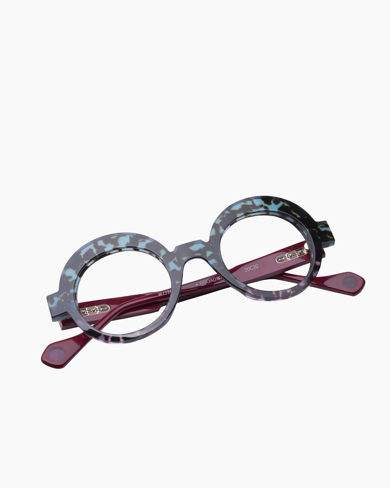 green plastic round eyeglasses by Anne et Valentin model BROADWAY, front view, lunettes de vue rond couleur vert