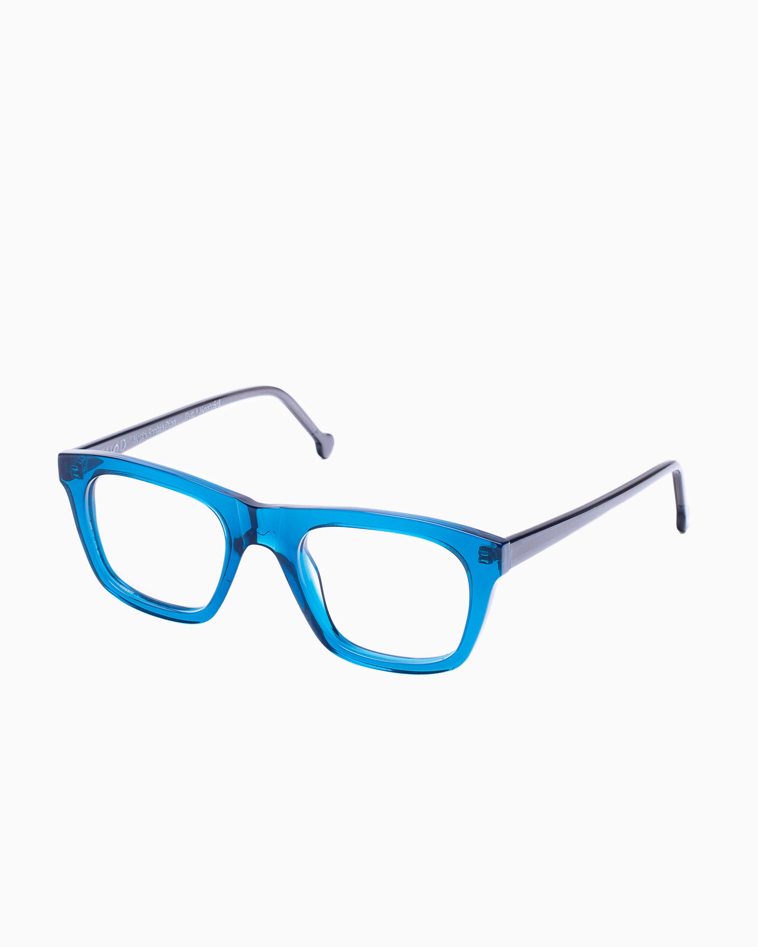 blue plastic rectangle eyeglasses by Marie-Sophie Dion model Hemingway, front view, lunettes de vue rectangle couleur Bleu
