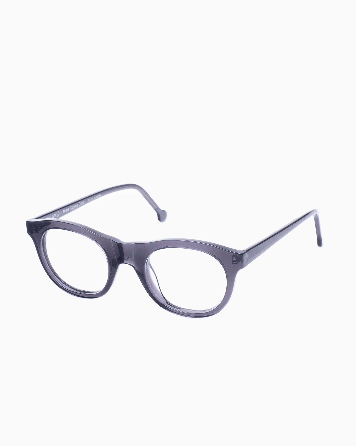 grey plastic round eyeglasses by Marie-Sophie Dion model LEcuyer, front view, lunettes de vue rond couleur Gris