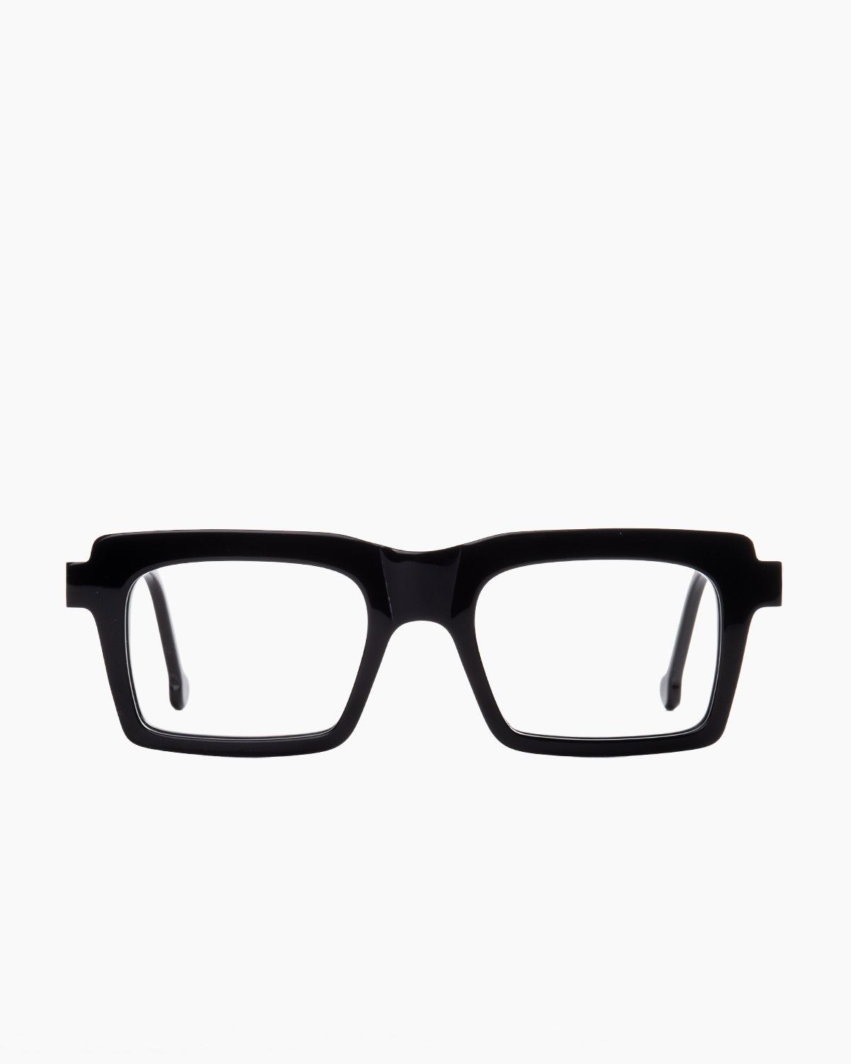 black plastic rectangle eyeglasses by Marie-Sophie Dion model Jofa, front view, lunettes de vue rectangle couleur Noir