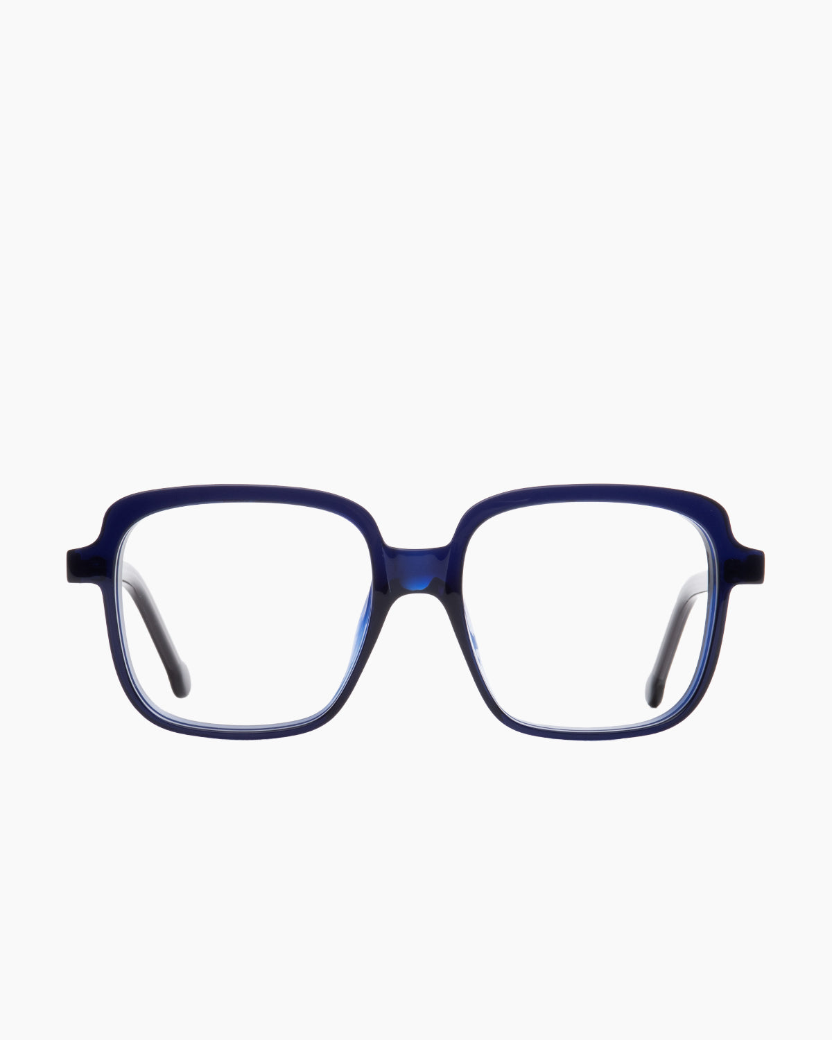 blue plastic rectangle eyeglasses by Marie-Sophie Dion model Angers, front view, lunettes de vue rectangle couleur bleu