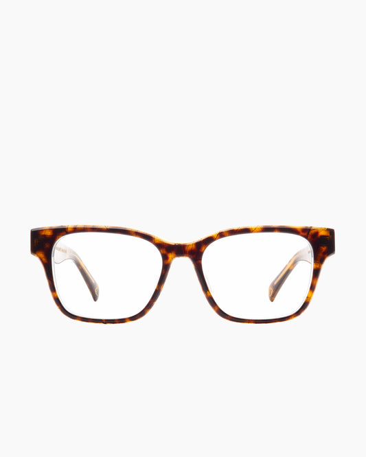 tortoise plastic rectangle eyeglasses by Spectacleeyeworks model Camden, front view, lunettes de vue rectangle couleur écaille de tortue
