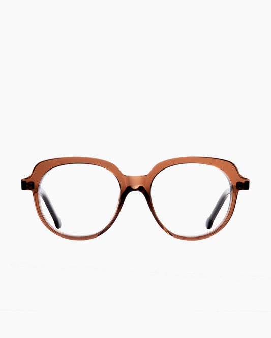 brown plastic oval eyeglasses by Marie-Sophie Dion model Angus, front view, lunettes de vue ovale couleur brun