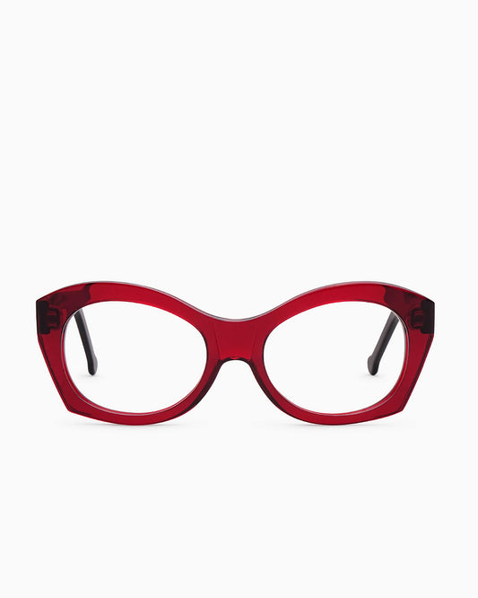 burgundy plastic oval eyeglasses by Marie-Sophie Dion model Arpin, front view, lunettes de vue ovale couleur bourgogne
